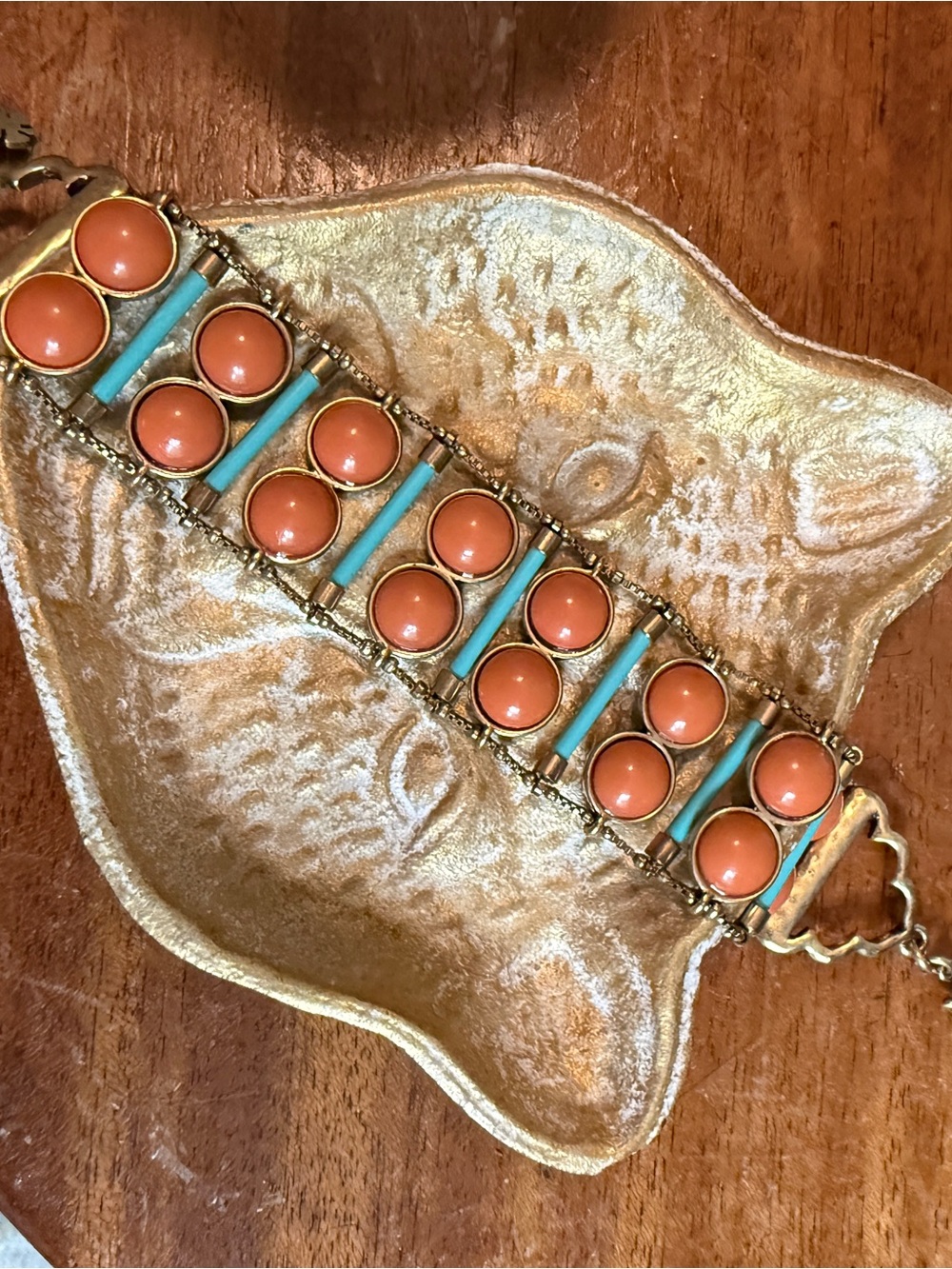 Lucky Brand Coral and Turquoise Statement Bracelet